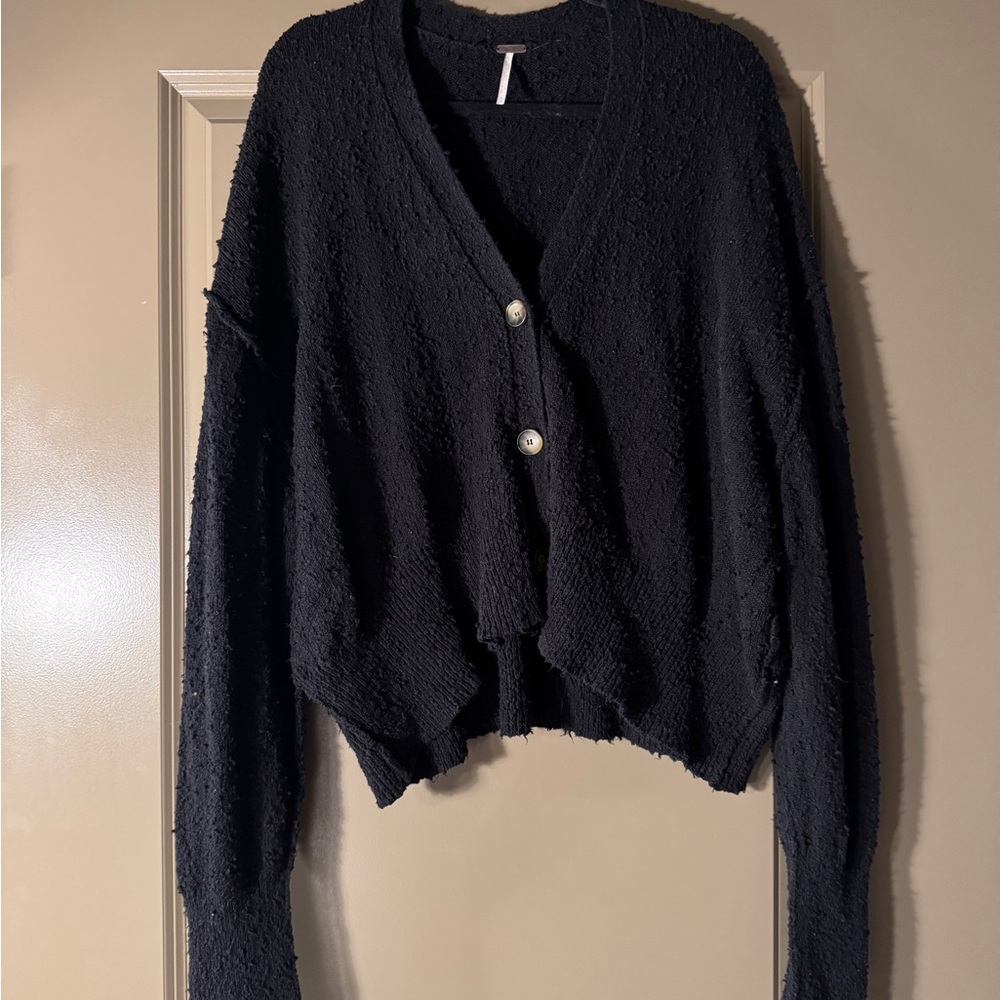 Free People Black Textured Cardigan